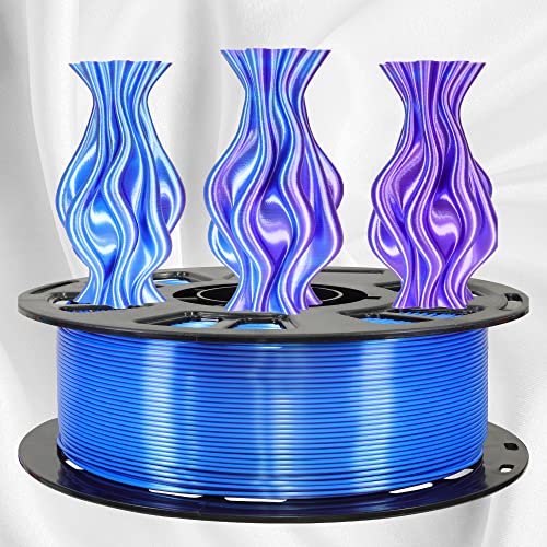 MIKA3D 1.75mm 2 Colors in 1 Silk Purple Blue PLA 3D Filament, 1KG 2.2LBS 3D Printing Material with Bicolor Dichromatic Double Colors, Dual Color Co-Extrusion 3D Filament Widely Fit for 3D Printer - color: 1 Spool - 2si Purple/Blue