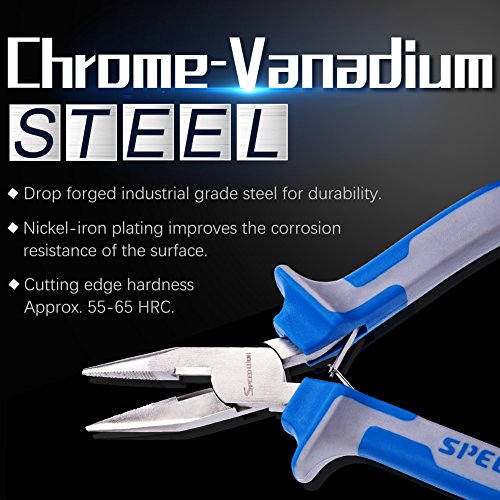 SPEEDWOX Long Nose Pliers Wire Cutters 5 Inches Micro Side Cutting with Spring Fine Pliers Precision Small Jewelry Making Tool Serrated Jaws Professional Handle Craft Chrome Vanadium Steel - style: 5" Long Nose Plier