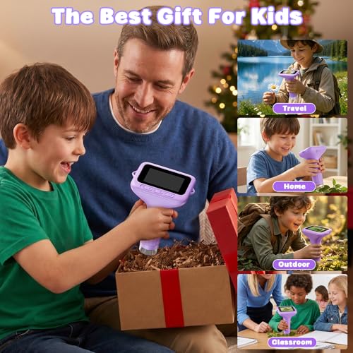 SEEKID Kids Microscope, 1000X Handheld Digital Microscope, 3" IPS (Purple) - color: Purple