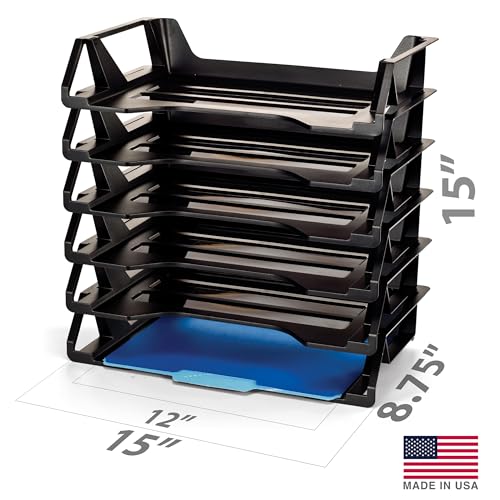 Officemate Recycled Desk Tray, Side Load, 15 1/8 x 8 7/8 x 15, Letter/A4, 6/PK (26212) - size: 15.6" x 5" x 10.4"
