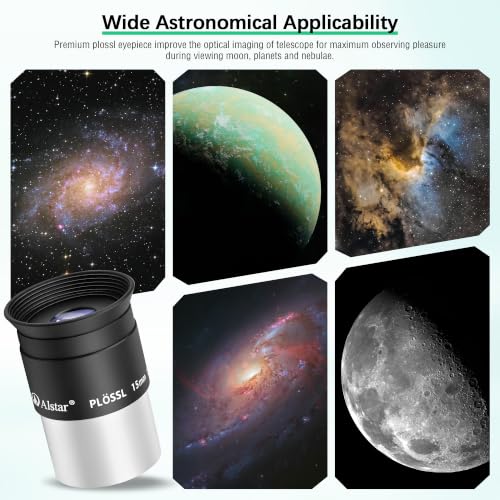 Alstar Eyepiece 15mm 1.25 Inch Plossl Eyepiece Telescope Lense 50° Wide FOV - size: 15MM