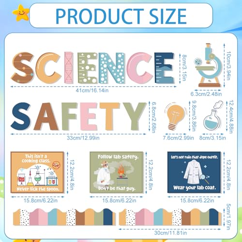 Science Bulletin Board Decorations - Science Lab Classroom Decor Sets Back to School Paper Cutouts Bulletin Board Decor School Office Wall Decor Supplies - color: Science Lab