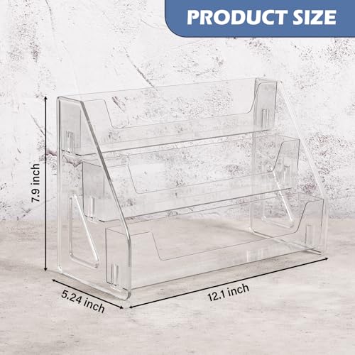 CELSOL Upgraded 3 Tier Acrylic Card Display Stand, Clear Display for Trading Cards, Greeting Cards, Sports Cards, Postcards, Stickers & Brochures, Easy Snap-On, Increased Height & Thickness for Better Presentation - size: 3 Tier 1 Pack