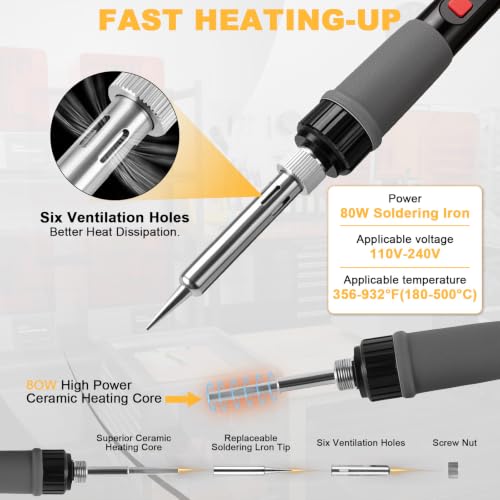 21-in-1 3D Printer Smoothing Tool Kit, 80W LCD Digital Soldering Iron Kit