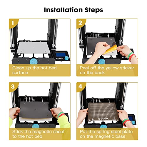 Sovol SV06 Flexible Steel Platform with Textured PEI Surface and Magnetic Bottom Sheet with Adhesive 235x235mm for Creality Ender 3/3 Pro/3 V2/3 S1 Sovol SV05/SV07 Aquila Kobra Neptune 2 3D Printer - size: 235*235mm