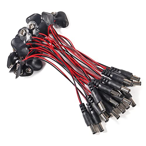 DORHEA 20Pcs T Type 9V Battery Clip Connector T-Type 9 Volt Battery Buckle Connector with 2.1mm X 5.5mm Male DC Plug for 9V Battery Button Connector Battery Holder - color: 20Pcs T Type dc