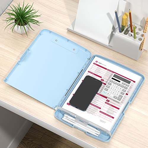 Rimilak Clipboard with Storage, 8.5 x 11'' High Capacity Clip Board, Blue - color: Light Blue