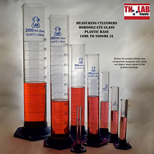 TN Lab 25ml Graduated Measuring Cylinder Borosilicate Glass with Plastic Base 25 ml 10-Pack