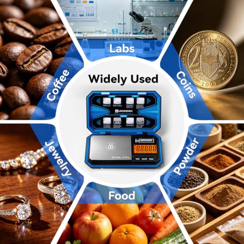 UNIWEIGH Digital Pocket Gram Scale 500g x 0.01g Precision Jewelry Scale - color: Blue