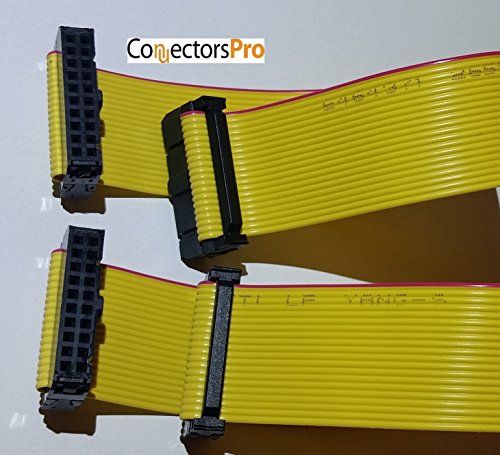 PC Accessories - Connectors Pro 20P 18cm 7 Inches Yellow Flat Ribbon Cable with 2.54mm FC 20 Pins 2x10 0.1" Pitch Female Connector (20P-18cm-2PK) - size: 20P-18cm-2PK