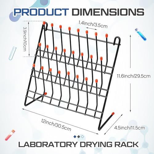 Copkim Lab Drying Rack 24 Pegs Laboratory Beaker Drying Holder Vertical Tube Draining Rack for Test Tubes and School Laboratory Glassware Organization