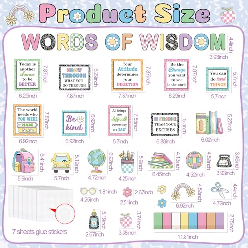 Qilery Words of Wisdom Bulletin Board Set Retro Groovy Classroom Decoration - style: Groovy Words of Wisdom