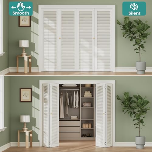 Closet Bifold Door Hardware & 2 x 48 Inch Track, 4 ft Bi Folding Puerta Kit - size: 48 Inch