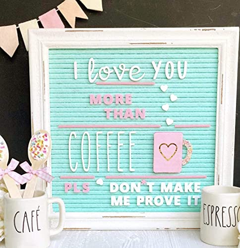 Mint Green Felt Letter Board Back to School Sign with Rustic Wood White Frame - Farmhouse Letter Board Sign with Stand - Baby Announcement 10x10 Felt Board Changeable Message Board with 350 Letter Set - color: Mint, size: 10x10 inches