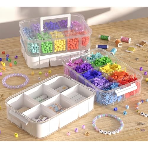 CraftGenes Craft Storage Organizer, 4-Tier Box with 20 Dividers - color: Clear