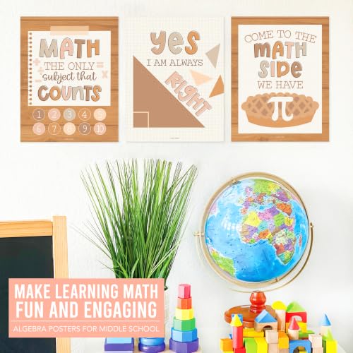 6 Math Posters - Motivational Math Posters for Elementary & Middle School - color: Boho Neutral