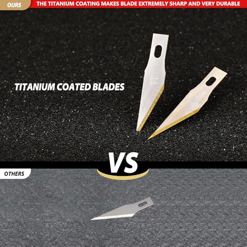 EHDIS Exacto Hobby Knife Set, Precision Art Craft Utility Knife Kit with 10PCS # 11 Titanium Coated Blade Refill for Working-Stencil, Scoring, Scrapbooking, Architecture Modeling, Crafting - color: Grey