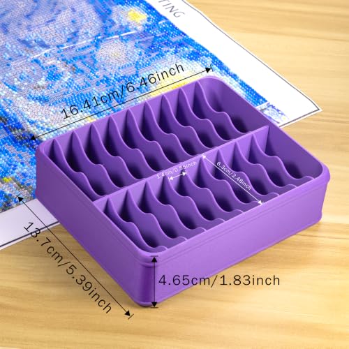 RaySoar 3D Printed 20 Grids Diamond Painting Bag Organizer, Multi‑Slot Drill Bags Storage Tray, Spill‑Proof Upright Portable Desktop Craft Storage Caddy for Small Diamond Art Accessories‑ Dark Purple - color: Dark Purple