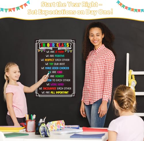 BIZIBAFF Classroom Rules Poster - Motivational Posters for Classroom Laminated Inspirational Class Rules Poster for Elementary Middle School Back to School Classroom Decorations Teacher Supplies - color: Classroom Rules