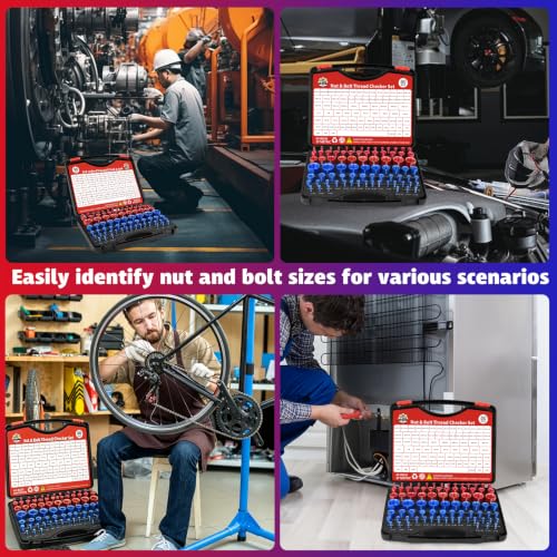 80 Pcs Nut and Bolt Thread Checker Set with 43 Inch and 37 Metric Thread Gauge Ideal for Tight Spaces Includes SAE and Metric Sizes Perfect for Bolt Thread Checker and Nut and Bolt Checker Set - size: 43 Inch and 37 Metric