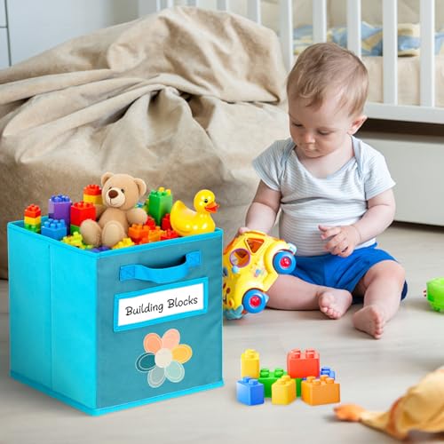 ABCKEY 11 Inch Cube Storage Bins 6 Pack with Handle and Label Window - color: 6PCS