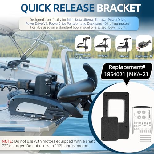 For Minn Kota 1854021 Quick Release Bracket MKA-21 fits Ulterra, Terrova, Deckhand 40, PowerDrive, PowerDrive V2 /Pontoon Trolling Motors, For Minn Kota Trolling Motor Mounting Bracket