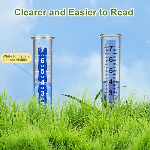 Rain Gauge Outdoor, New Upgraded Distinct Thickened Tube Rain Measure Gauge with Bold White Large Numbers, Adjustable Height Accurate Rain Meter Stake for Garden Lawn Patio - size: 3-Section Rain gauge White