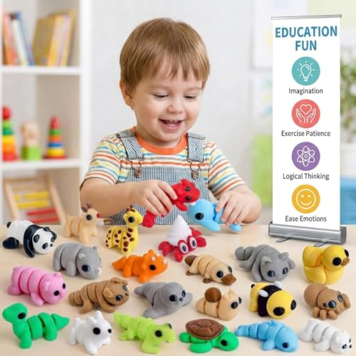 50 Pcs 3D Printed Animals Articulated Fidget Toys Mystery Pack