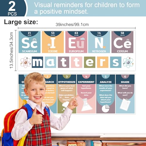 Yakydesign Boho Science Classroom Decoration Boho Science Banner and Poster Rainbow Bulletin Board Set Rainbow Laboratory Learning Charts Poster Wall Decor for Middle School Teacher Supplies - color: Boho