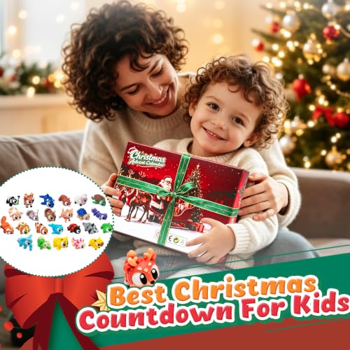 Christmas Advent Calendar 2026 Countdown with Mini 3D Printed Animals Bulk - color: colorful 24PC