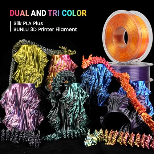 SUNLU Silk Triple Color Pla Filament, Silk PLA 3D Printer Filament 1.75mm, Shiny Silk Texture, Dimensional Accuracy +/- 0.02mm, 1KG Spool (2.2 lbs), PLA Silk Triple Color (Blue Green Purple) - color: Silk Pla Triple Blue Green Purple