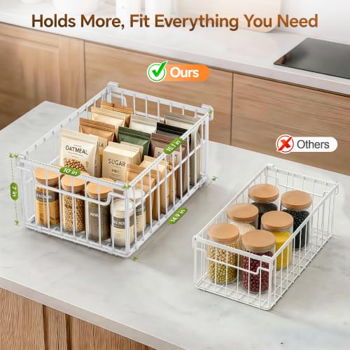Freezer Organizer Bins, 3 Pack Enlarged Baskets for 5-9 Cu.FT Deep Freezer - color: white 3 pack