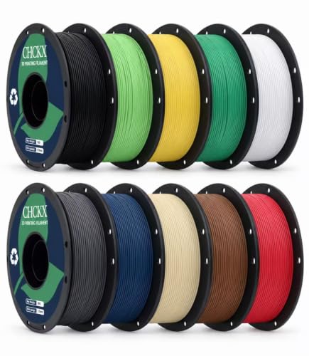 10 Pack PLA 3D Printer Filament Bundle,1kg Spool(2.2lbs) - color: 10*1kg(black+warm White+light Gray+red+christmas Green+true Yellow+navy Blue+lime Green+brown+ice Cream)