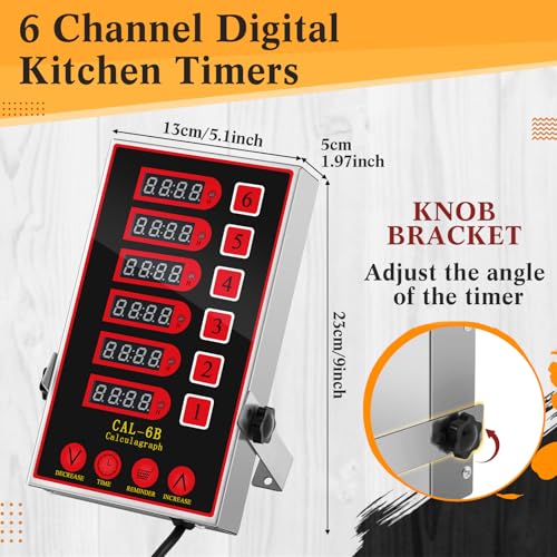 Relaxweex 1 Pack Commercial Digital Kitchen Timer for Cooking, 6 Channel - color: Black, size: 6 Chanels