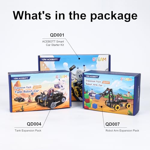 4 in 1 Robotics for Kids Ages 12-16, Smart Robot Arm with 5DOF + Tank Car, STEM Toys Compatible with Arduino & Scratch & Python, App & Remote Control, Gift for Kids & Teens & Adult - color: Black-a