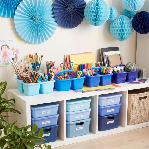 Kathfly 4 Pack Classroom Caddy Organizer with Handle Bulk, Blue - color: Blue
