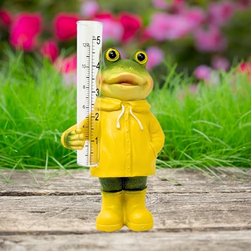 Resin Frog Rain Gauge Outdoor Weather Measurement Tool Garden Yard