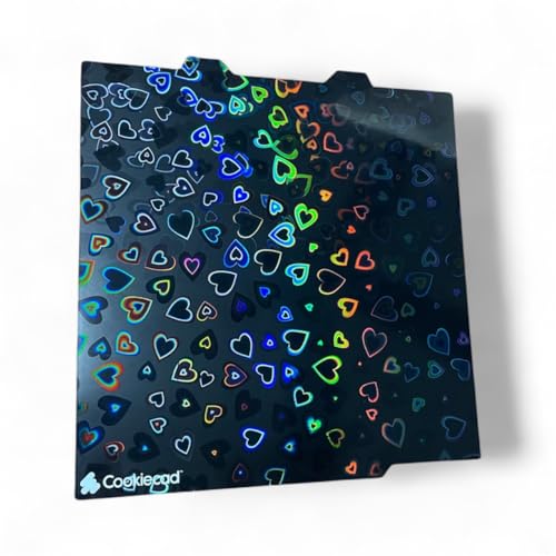 Cookiecad Cookie Sheet - Holographic 3D Printer Build Plate - Double Sided Reflective 3D Printer Bed, Flexible Spring Steel 3D Printer Platform (Chromatic Hearts, 180x180) - size: 180x180, style: Chromatic Hearts