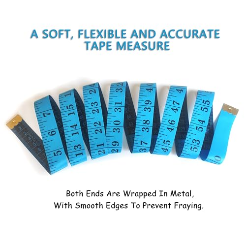 3 Pack Tape Measure Body Measuring Tape, Soft Fabric Measuring Tape for Sewing Cloth Measurement, 60 Inch Double Scale Tailor Ruler for Weight Loss (Blue) - color: Blue