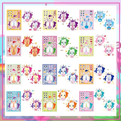 24 Sheets Make Your Own Unicorn Stickers for Kids, Party Favors, Birthday Gifts, Classroom Rewards, Crafts for Boys and Girls - color: Unicorn