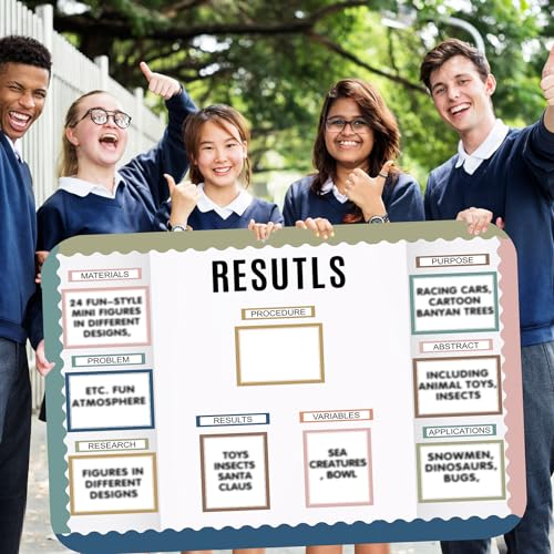 Sinload 92 Pcs Science Fair Board Supplies 60 Trim Scalloped Poster Boards 18 Presentation Subtitles 6 Project Titles 8 Letter Sticker for Classroom Display Boards(Classic Color,Wave) - color: Classic Color, style: Wave