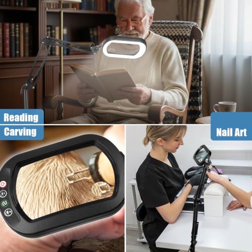 IVMAIE 30X 12X Magnifying Glass with Light and Stand, Real Glass Lens - color: Black, size: 30X 12X-18-Inch Swing Arm