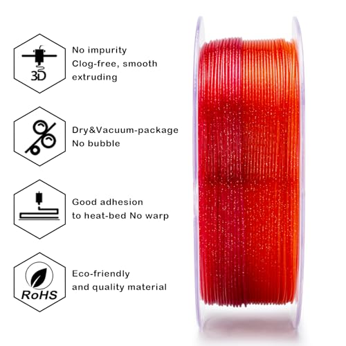 ZIRO 3D Printer Filament, Fast Color Change Twinkle Effect 2.2lbs, Rose - color: Rose
