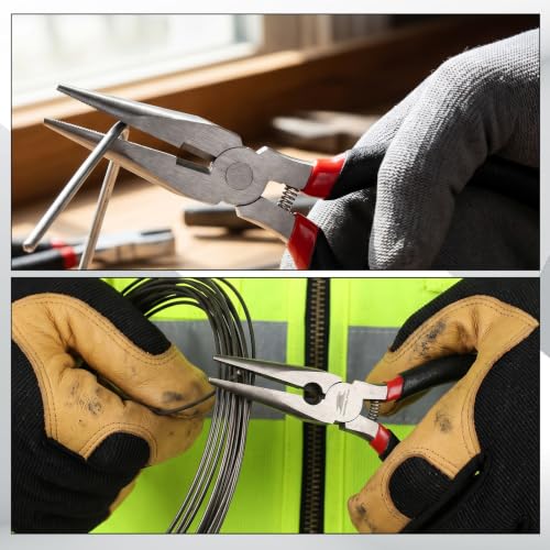 12 Pack 5" Needle Nose Pliers Set, Mini Long Nose Pliers with Serrated Clamps & Side Cutter for Jewelry Making, Electronics Repair, Wire Bending, and Crafting (Black)
