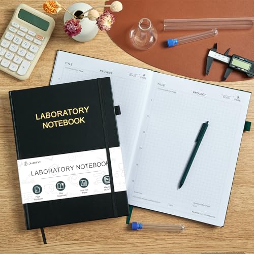 JUBTIC Laboratory Notebook for Project Organization, 8.5" x 11" - color: Black