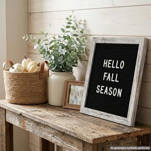 C CRYSTAL LEMON Felt Letter Board 10x10 Inches – 336 Letters, Numbers & Symbols – Rustic Black Message Board with Wood Frame, Wall Mount & Display Stand - color: Rustic Black