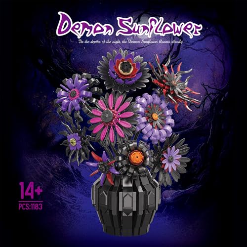 39109 Demon Sunflower Building Blocks Flower Set, 1183pieces of Floral and Plant Series Block Sets, Adult Creative Enthusiast Model Gifts and Unique Collectibles, Can be Used for Room Decoration - color: A1
