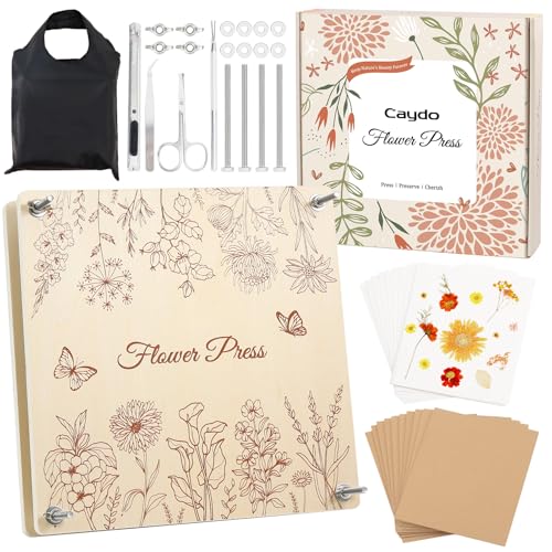 Caydo Flower Press Kit - 11"x11" 10 Layers Large Flower Pressing Kit & 22pcs Large 9" x 9" Blotting Paper for Flower Press