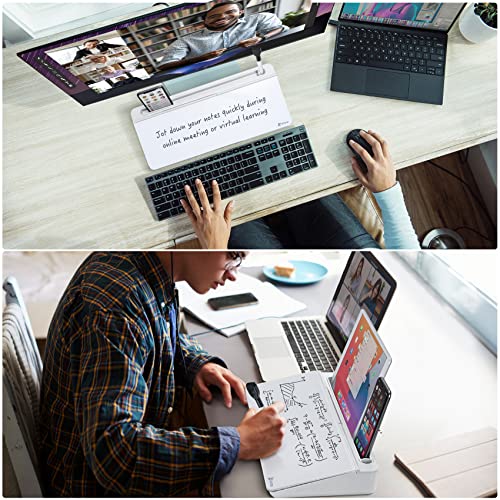 Varhomax Glass Desk Whiteboard with Storage, Desktop Organizer - color: B-white