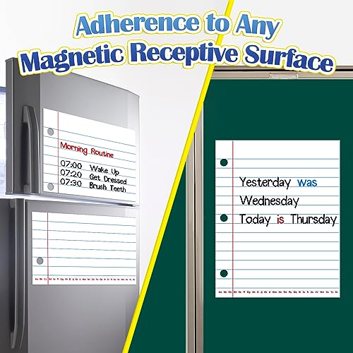 Aizweb Giant Magnetic Lined Notebook Paper,2 Dry Erase Sheets,Total Area 17" x 21.5",Handwriting Practice for Classroom Whiteboard,Chart Paper Teacher Must Have Homeschool Teaching Supplies - style: Notebook